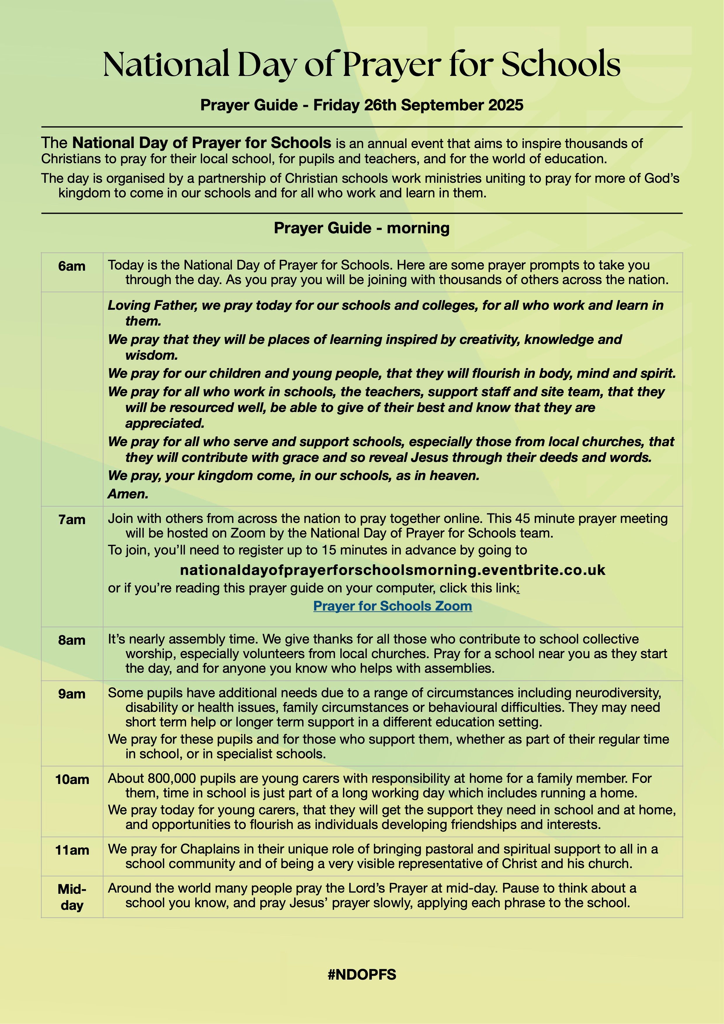 NDOPFS 25 Prayer guide NDOPFS 25 Prayer guide